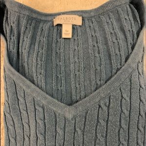 Talbots powder blue v-neck cable sweater